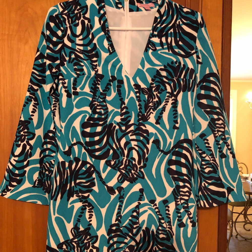 Fun Blue Zebra Print Dress